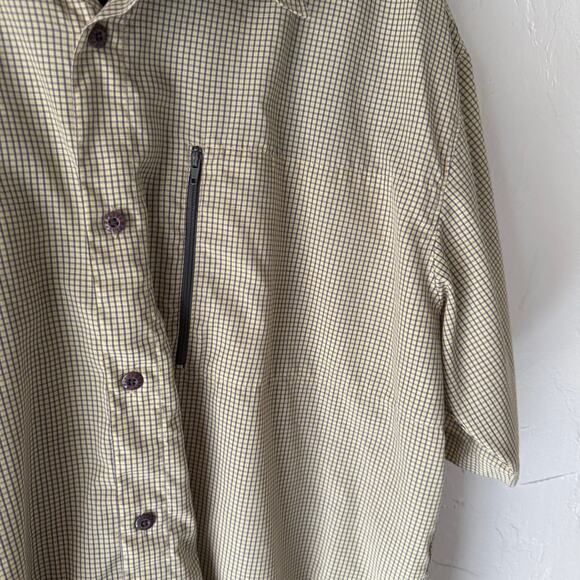 Split Men's Size XL Yellow Purple Plaid Outdoor Vented‎ Short Sleeve Button Up - Picture 4 of 10